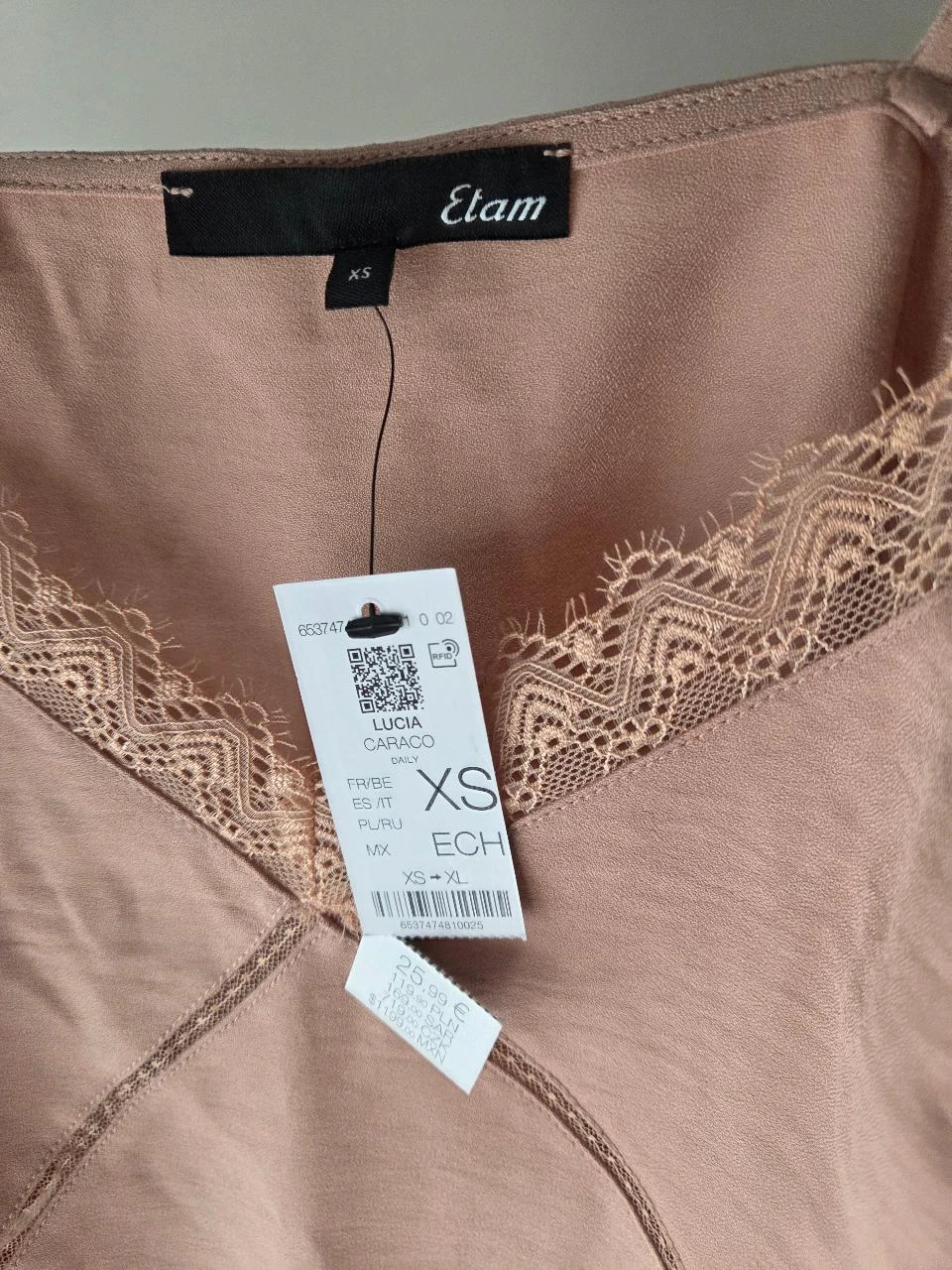 Top caraco de lencería / parte superior de pijama Etam – Vieux rose – XS – Nuevo – photo 4